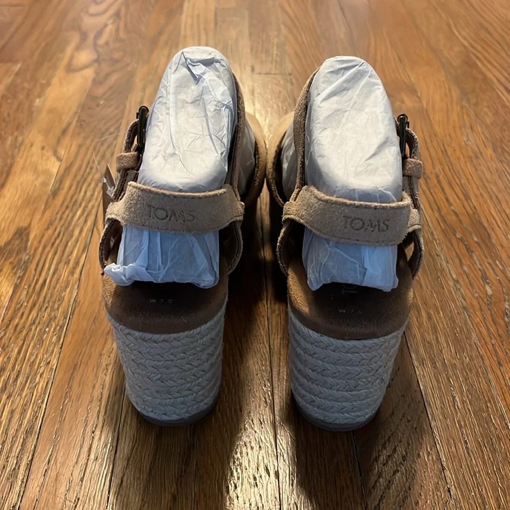 Tom's Willow Platform Sandal Honey Suede Beige size 7.5 - Picture 4 of 9
